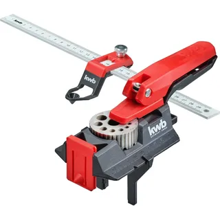 KWB Holzbauschraube Dübelprofi Bohrlehre 3 - 12 mm, Dübelhilfe/Dübellehre mit 30 cm Lineal, 3-12 mm Bohrlöcher inkl. K