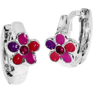 Ostsee-Schmuck Creolen Blume lila 925 Silber 13,0 x 6,0 mm