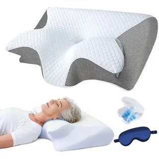 Generisch Curosleep Kopfkissen,Curosleep Kissen Original Schlafapnoe Kissen,Nacken Therapiekissen Mit Konturierter UnterstüTzung FüR Seiten,Im Nacken Und Schmerzen Im LäSst (Grau, 1pcs)