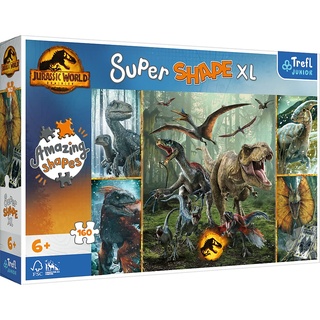 Trefl 50026 160 XL Super Shape-Verrückte Puzzleform, große Teile, Bunte Puzzles, Spaß für Kinder ab 6 Jahren, Jurassic World: Ungewöhnliche Dinosaurier