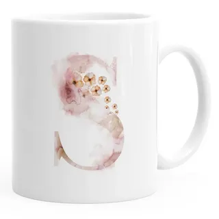 Autiga Tasse Buchstaben-Tasse "[object Object]" Tasse mit Buchstabe Alphabet Monogramm Watercolor gezeichnet Kaffeetasse Autiga®, Keramik weiß