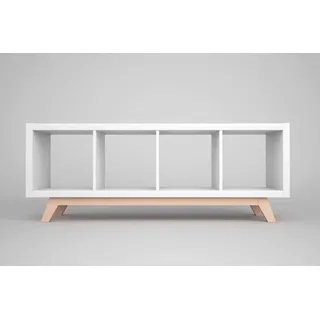 Kallax Regal Untergestell für 4er Kallax | Holzuntergestell aus massiver Buche | Möbelfüße für Kallax Sideboard | Passgenau 4 Fächer Breite | Retro Design