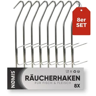 Räucherhaken [8er Set] Fleischerhaken Edelstahl für Fisch und Fleisch | Edelstahl Räucherhaken Forelle, Markele, Aal und mehr | Räucherhaken Fisch | 8x 21cm | Räucherofen u. Räucherchips Zubehör