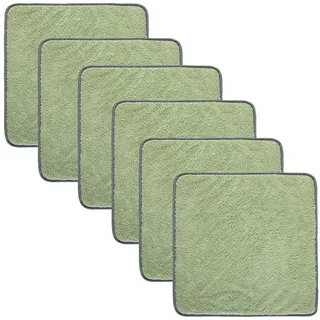 Erwin Müller Geschirrtuch Microfasertuch 6er-Pack, Microfaser Uni grün