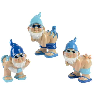 Decoris Gartenzwerg im Strandoutfit 12x18cm Keramik 1 Stück Sortiert - lustige Gartenfigur mit maritimen Details - Witzige Sommerdeko Gartendeko Pooldeko Badezimmerdeko - Lustige Deko Figuren