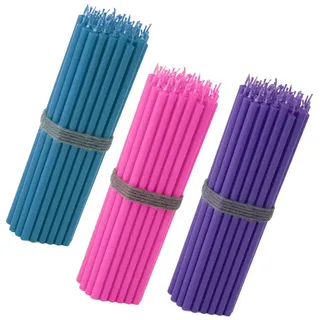 NKlaus Formkerze 150x Stabkerzen 16cm – Hellblau Pink Violett – dünn bunt