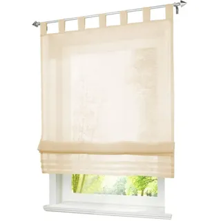BAILEY JO Raffrollo mit Schlaufen Gardinen Voile Transparent Vorhang 1er-Pack (BxH 120x155cm, Sand)