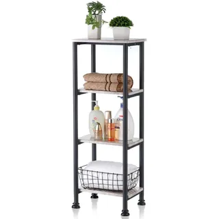 Floordirekt Badregal, Badezimmerregal mit 4 Ebenen, Nischenregal, Regal schmal, Nischenwagen platzsparend, (Charles 35 x 26 x 101 cm)