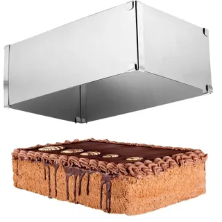 KITDAHOM Backrahmen Rechteckig Verstellbar mit Teiler - 10 cm hoch Edelstahl Backform rechteckig, Größe 28x18 bis 52x32 cm, Kuchenform eckig, spülmaschinengeeignet, für Backen und Torten