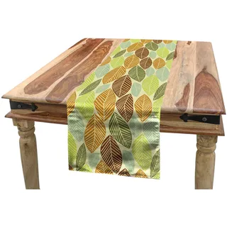 ABAKUHAUS Blätter Tischläufer, Weiches farbiges Herbstlaub, Esszimmer Küche Rechteckiger Dekorativer Tischläufer, 40 x 180 cm, Braun Grün