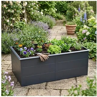 ESTEXO Hochbeet Design Gemüsebeet Pflanzbeet 200x100x77 cm mit Schneckenkante Anthr