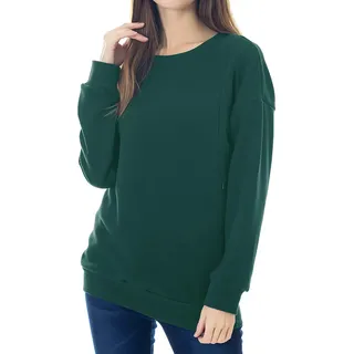 Smallshow Pflege Sweatshirt Langarm T-Shirt Bluse Stillen Pullover Tops Stillshirt Emerald Green XL - XL
