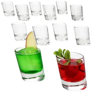 MamboCat Schnapsglas 12x Pisa Schnapsgläser 2cl & 4cl Shot-Glas Pinnchen Stamper Relief, Glas weiß