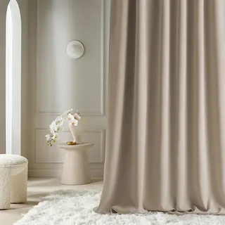 room99 Vorhang mit Silberen Ösen Aura 140 x 280 cm Breite x Höhe Schiebegardinen Modern Curtain Wohnzimmer Schlafzimmer Beige, 1 Stück