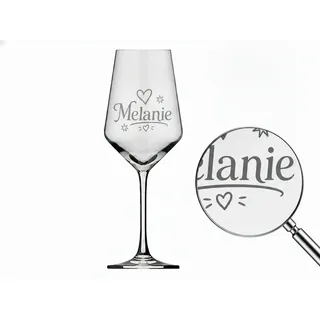Valhalla Weinglas 1x Weinglas Gravur Melanie 350ml spülmaschinenfest und personalisiert, 1-tlg., Glas, Atemberaubende Darstellung weiß