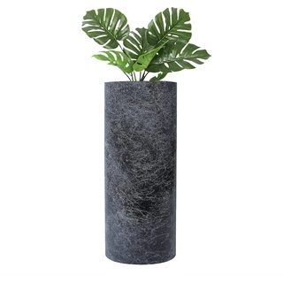 wuuhoo I Pflanzkübel Ivy in schwarzer Marmoroptik mit Pflanzeinsatz I Wetterfest für Innen und Außen I Pflanzsäule, Bodenvase wasserdicht aus frostbeständigem Fiberglas 120 cm