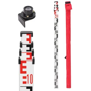 GEOLENI Nivellier Messlatte, Aluminium Nivellierlatte, Teleskop Nivellierlatte, 4m Länge in 5 Segmenten, cm/mm Einteilungcm/mm Einteilung