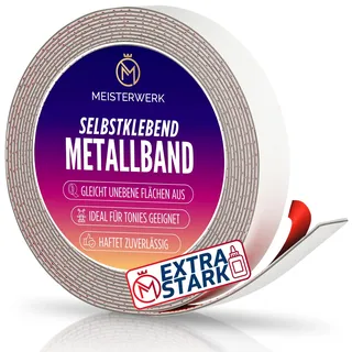 MEISTERWERK Metallband selbstklebend u.a. für Tonies, Magnete & Tonie Tribüne | Metallband mit starkem Schaumstoffkleber | Magnetband selbstklebend | Magnetband | Magnetleiste