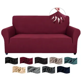 LuxusKollektion Sofahusse Sofabezug Rutschfest Elastisch Jacquard Burgunderrot 2 Sitzer