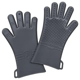 KozyGear Topflappen Silikon Ofenhandschuhe Größe M, Topflappen, Topfhandschuhe, hitzebeständig, rutschfest, Grau grau
