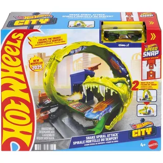 Hot Wheels Mattel® GmbH Rutscherauto Schlangen-Spiralattacke Spielset mit Die-Cast-Spielzeugauto Maßstab 1:64 und schnellem Track-Stecksystem, Fahrzeug- & Schienen-Set, 4 Jahr(e), Kunststoff, Mehrfarbig