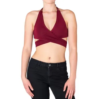 PANASIAM Crop-Top Neckholder Crop-Top für Damen Tanktop mit Cut-Outs Basic Freizeittop rot L