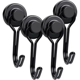 Magnethaken, Magnethaken, 4-teiliges Set Magnethaken, Magnetische Kühlschrankhaken, Starke Magnete, Extra Starke Magnethaken, Starker Magnethaken (schwarz)