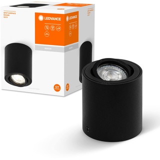 Ledvance Spot Surface Round Deckenaufbauspot, schwarz, mit GU10 Sockel, kann mit einfacher oder smarter Lampe bestückt werden, flexibler Ausstrahlwinkel, Schutzklasse IP20, hochwertiges Gehäuse