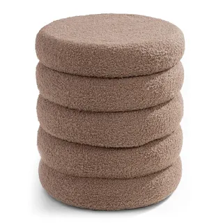 Home4You Hocker Teddystoff Ø 40 x 46 cm Taupe