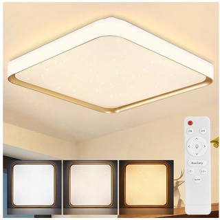 ZMH LED Deckenleuchte »LED Deckenleuchte Dimmbar Wohnzimmer mit Fernbedienung«, LED fest integriert, 44W, 40cm, mit Fernbedienung, eckige, Weiß silberfarben|weiß Eckig - Ø 40 cm