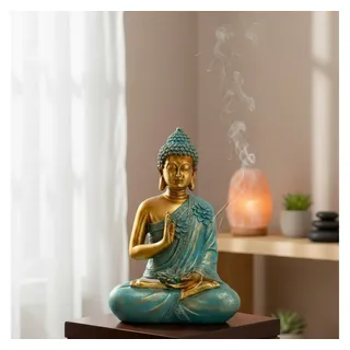 MF Avalokiteshvara in Mintgrün, Elegante Buddha Skulptur, Höhe 31,5 cm