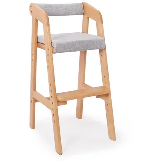 OUNUO Kinderstuhl Baby holz Stuhl mitwachsender Kinderstuhl Lernstuhl kinder 2-12 Jahren grau