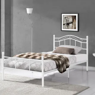 Metallbett Florenz 120x200 cm Weiß [en.casa]