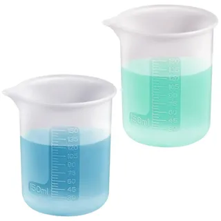 Silikon Messbecher 150ML, 2 Stück, Waschmittel Dosierhilfe, Wiederverwendbar, Antihaft, mit Skala