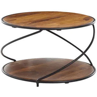 FineBuy Couchtisch Sheesham Braun 58 x 58 x 35 cm