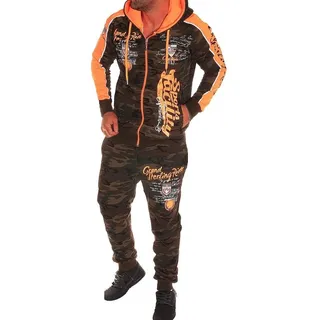 RMK Jogginganzug Marine Royal Herren Trainingsanzug Sportanzug Streetwear Fitness, Jacke mit Kapuze weiß S