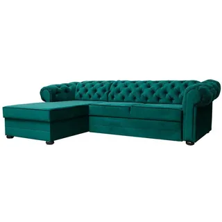MOEBLO Ecksofa Avia, mit Schlaffunktion mit Bettkasten Eckcouch Wohnlandschaft Sofa mit Ottomane Eckgarnitur Polsterecke, (BxTxH):280x180x81 cm grün