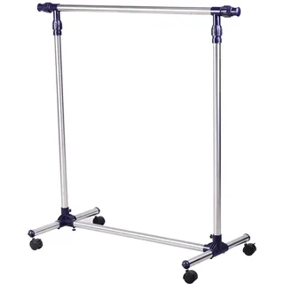 Homcom Kleiderständer Mit Rollen, Höhenverstellbarer Teleskopstange, Wäscheständer, Freistehender Kleiderschrank Für Den Eingangsbereich, Edelstahl, 86 X 45 X 95 Cm