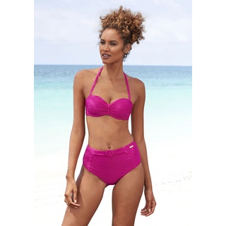 Bügel-Bandeau-Bikini-Top SUNSEEKER "Loretta" Gr. 44, Cup D, pink Damen Bikini-Oberteile Ocean Blue mit Strukturmuster