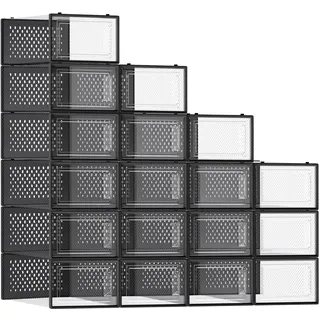 Songmics Schuhbox 18er Set schwarz/transparent