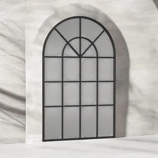 Navaris Fensterspiegel Rundbogen 60x90 cm Schwarz Wandspiegel Fensteroptik