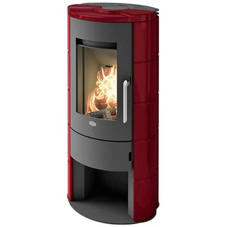 Blaze Kaminofen Marica, 8 kW, Verkleidung aus Keramik Kacheln, Holzfach rot