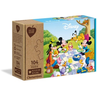 Clementoni 27153 Play for Future Mickey Mouse – Puzzle 104 Teile ab 6 Jahren, Kinderpuzzle aus recyceltem & recycelbarem Material, Denkspiel für Kinder