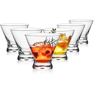 OUWO Martini-Gläser, 6er-Set, 237 ml, ohne Stiel, Martini-Cocktailgläser für Margarita, Cosmopolitan, Manhattan, Home Bar, Gimlet, Pisco Sour, Brandy, kristallklar