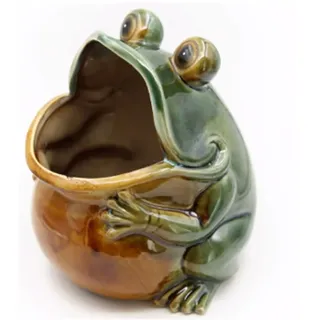 Keramik-Frosch-Spardose, Deko-Objekt mit großem Bauch und Schlüsselaufbewahrung for Schmuck und Kleinigkeiten
