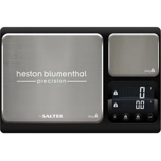 Heston Blumenthal Precision By Salter 1049A HBBKDRUP Digitale Küchenwaage - 2 Doppelfunktion Plattformen, 10kg & 1g Kapazität Präzisionsplattform, Zuwiege 200g/0,1g metrische, imperiale Einheiten