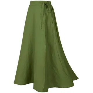 Damen Übergröße Leinen Wickelrock Casual Maxirock Vintage A-Linie Leinenrock, Z2973sgn, 3X-Groß - 3XL