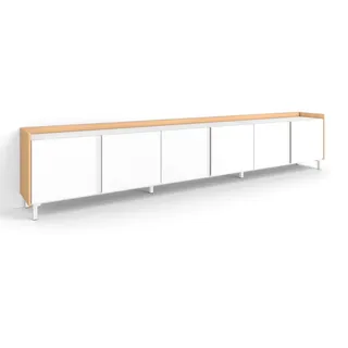 SKRAUT HOME Lowboard 309x61x35 cm Weiß/Eiche Holzwerkstoff