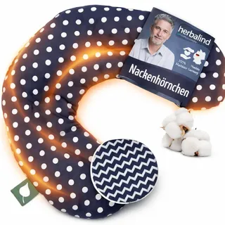 Herbalind Kirschkernkissen Nacken Schulter Wärmekissen für Mikrowelle - Handmade in Germany, 100% Baumwolle - hochwertige Natürliche Wärmflasche Körnerkissen Nackenhörnchen (blau Anker Welle)