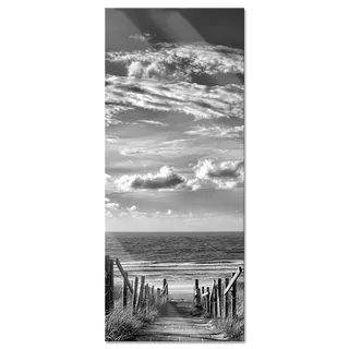 Pixxprint Glasbild Panorama, Wandbild aus Echtglas, Weg zum Strand am Meer, 120x50 cm, inkl. Aufhängung und Abstandshalter